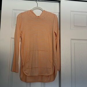 Tunic.  Striped hooded. Front pocket